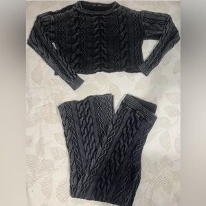 (SOLD) Black Cable Knit Sweater and Pants Set